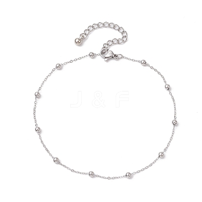 304 Stainless Steel Ball Cable Chain Anklets AJEW-AN00643-02-1