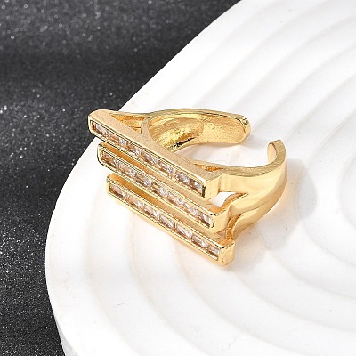 Brass Micro Pave Cubic Zirconia Cuff Rings for Women LS-RJEW-K312-01B-G-1