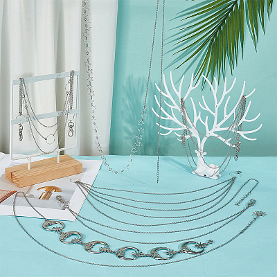 6Pcs 6 Styles Iron Cable Chains Belt Sets HJEW-OC00272-1
