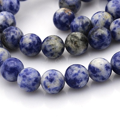 Natural Blue Spot Jasper Round Bead Strands G-N0120-48-8mm-1