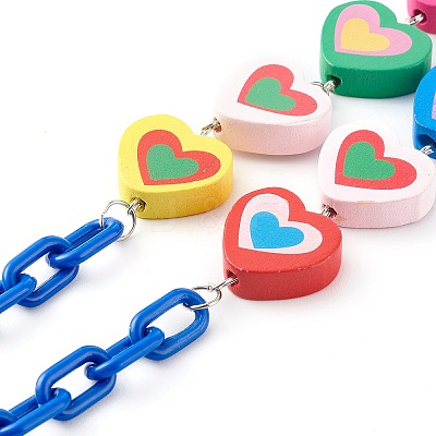 Heart Natural Dyed Wood Beaded Necklaces NJEW-JN03528-1