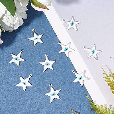 10Pcs 304 Stainless Steel Enamel Pendants STAS-NB0001-27-1