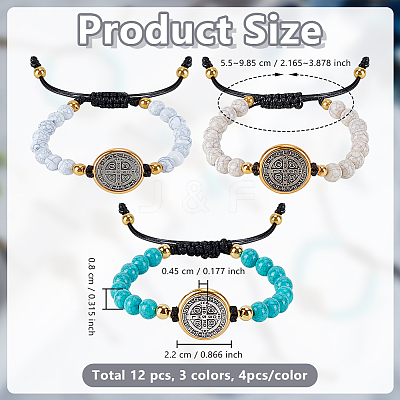 12Pcs 3 Colors Alloy Link Bracelets BJEW-GO0001-42-1