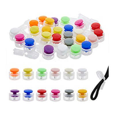 36Pcs 12 Colors Plastic Cord Locks Clip Ends KY-DC0001-21-1