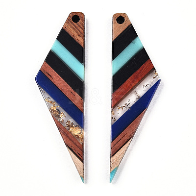 Transparent Resin & Walnut Wood Big Pendants RESI-TAC0017-52-A01-1