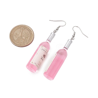 Wine Bottle Resin Dangle Earrings EJEW-JE05878-02-1