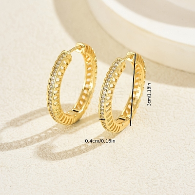 Hollow Brass Clear Cubic Zirconia Hoop Earrings SP8143-1