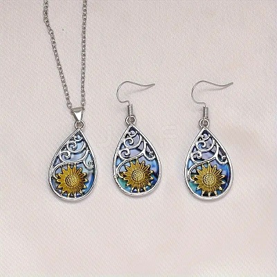 Alloy Enamel Pendant Necklaces & Dangle Earrings Sets WG48F3E-03-1