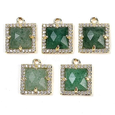 Natural Green Strawberry Quartz Faceted Square Charms G-I375-06G-07-1