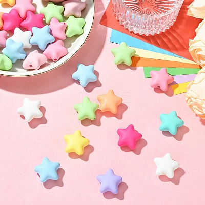 Rubberized Style Opaque Acrylic Beads OACR-CJC0005-04-1