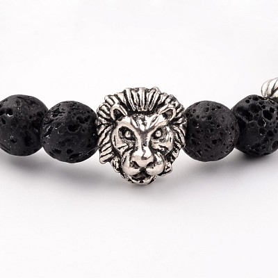 Lava Rock Beaded Stretch Bracelets BJEW-L600-02-1