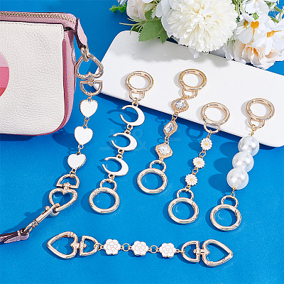 6Pcs 6 Styles Alloy Enamel Bag Extender Chains AJEW-PH01640-1