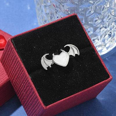 Heart with Wing Enamel Finger Rings RJEW-G337-05P-02-1