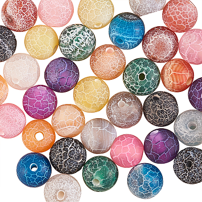 200Pcs 10 Colors Natural Weathered & Crackle Agate Beads Strands G-CJ0001-54-1