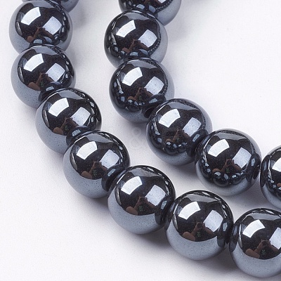 Non-Magnetic Synthetic Hematite Beads Strands X-G-H1623-8mm-3-1