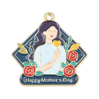 Mother's Day Alloy Enamel Pendants FIND-E054-04D-1