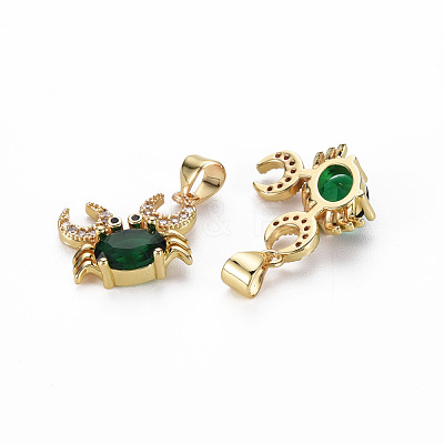 Brass Micro Pave Green Cubic Zirconia Pendants ZIRC-N039-195-NF-1