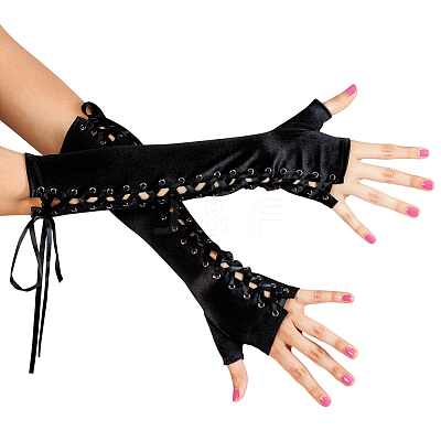Polyamide Long Fingerless Gloves for Bride AJEW-CN0007-19-1