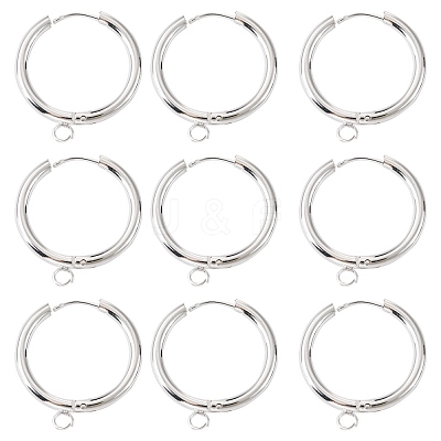201 Stainless Steel Huggie Hoop Earring Findings STAS-P283-01I-S-1