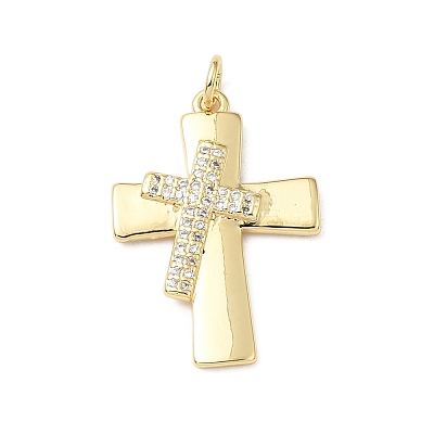 Easter Brass Micro Pave Clear Cubic Zirconia Pendants KK-E799-05A-G-1
