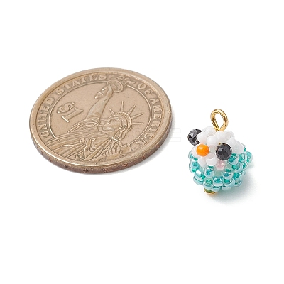 Glass Seed Beaded Bird Charms PALLOY-MZ00971-02-1
