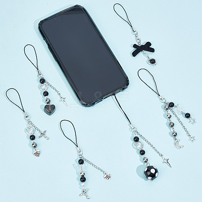 Alloy & Iron & Acrylic Bead Mobile Straps HJEW-AB00625-1