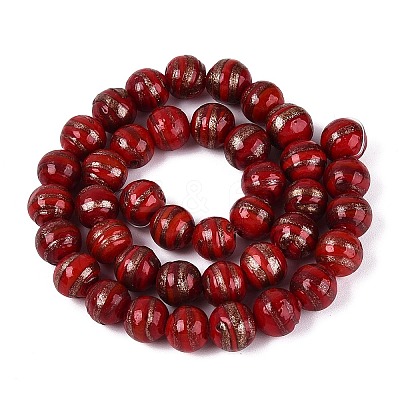 Handmade Gold Sand Lampwork Beads Strands LAMP-Q041-10C-1