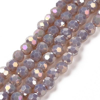 Faceted(32 Facets) Round Full Rainbow Plated Electroplate Glass Beads Strands EGLA-J130-FR12-1