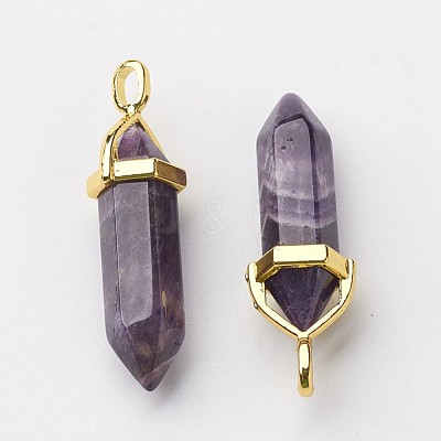 Natural Amethyst Pointed Pendants X-G-G902-A04-1