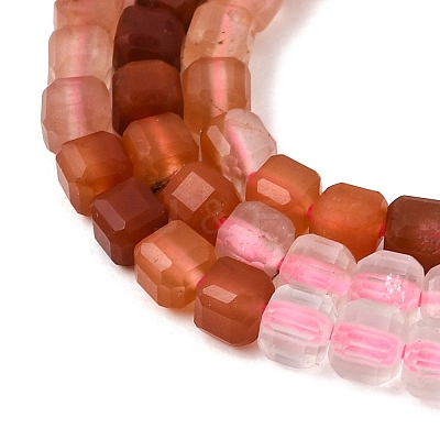 Gradient Natural Red Rabbit Hair Rutilated Quartz & Natural Rose Quartz Beads Strands GG-CBA4808-B02-02-1