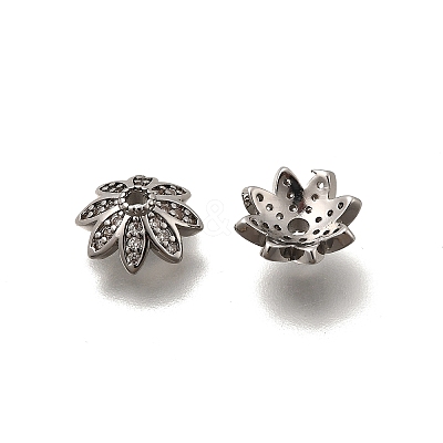 Brass Micro Pave Clear Cubic Zirconia Bead Caps KK-Z126-24P-1