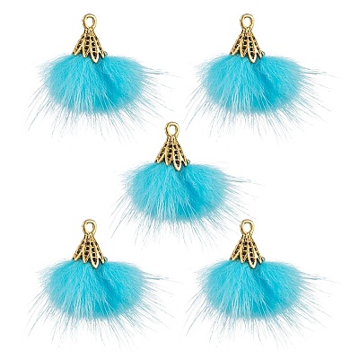 Faux Mink Fur Tassel Pendant Decorations FIND-YW0002-24I-1