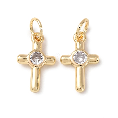 Brass Micro Pave Cubic Zirconia Pendants KK-C143-43D-G-1