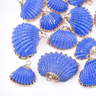 Spray Paint & Electroplate Sea Shell Pendants SSHEL-S262-08-1