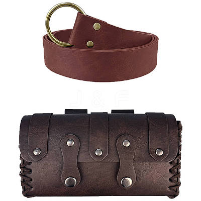 Leather Waist Bag and Belt Set AJEW-CL0003-58A-1