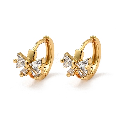 Bowknot Brass Hoop Earrings EJEW-S256-02A-G-1