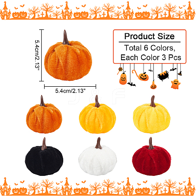 18Pcs 6 Colors Mini Velvet Imitation Pumpkin Display Decoration AJEW-NB0005-41-1