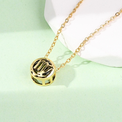 Brass Pave Cubic Zirconia Birth Stone Constellation Pendant Cable Chain Necklaces LS-NJEW-D334-01G-01-1