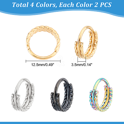 8Pcs 4 Colors Twisted Ring Hoop Earrings for Girl Women STAS-DC0008-52-1