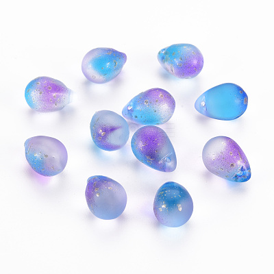 Two Tone Transparent Spray Painted Glass Charms GLAA-T016-37-F01-1