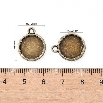 Flat Round Alloy Pendant Cabochon Settings PALLOY-N0088-38AB-NF-1