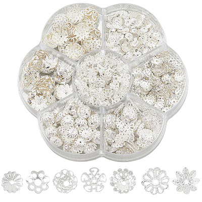 800Pcs 7 Styles Iron Bead Caps IFIN-PA0001-09S-1