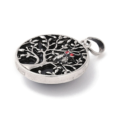 Natural Obsidian Tree of Life with Owl Pendants G-L524-15AS-10-1