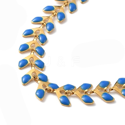 Enamel Ear of Wheat Link Chains Bracelet BJEW-P271-02G-1