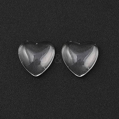 Transparent Glass Heart Cabochons GGLA-R021-10mm-1