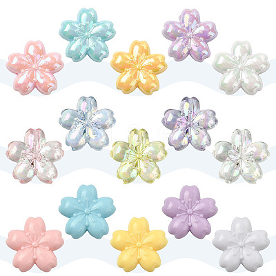 40Pcs 5 Colors Opaque Acrylic Beads OACR-FS0002-84-1