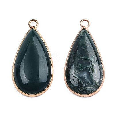 Natural Moss Agate Pendants G-S344-51B-1