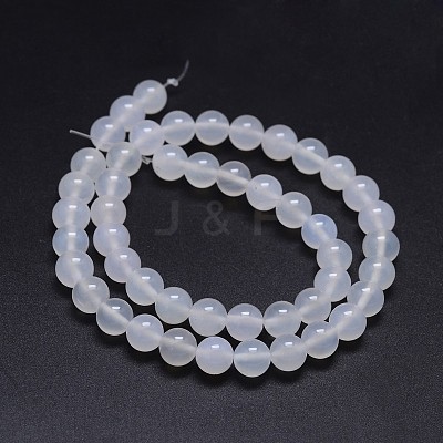 Grade A Natural White Agate Round Beads Strands G-F256-01-4mm-A-1