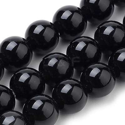 Natural Black Onyx Beads Strands G-S259-19-12mm-1