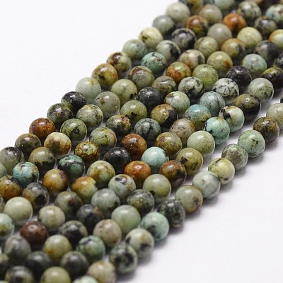 Natural African Turquoise(Jasper) Beads Strands X-G-D840-90-4mm-1